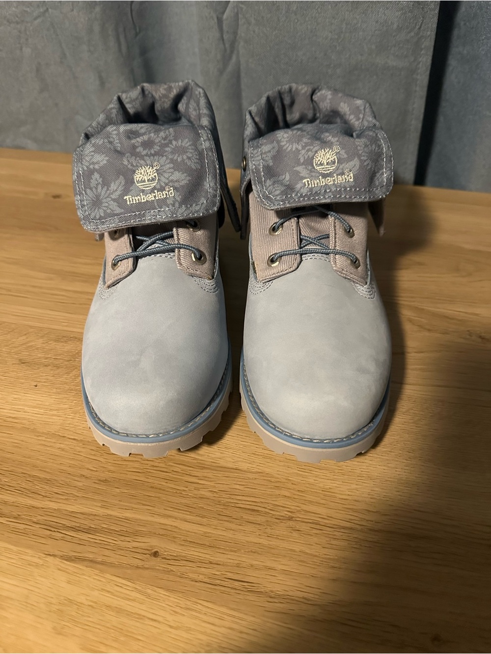 Timberland Auth Fold Down Boots Blue Floral Junior 5.5 EU38 New In Box NWT
